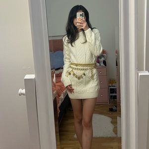 NWT rowing blazers white wool fisherman cable knit sweater dress